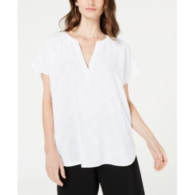 Blusa texturizada com decote em V pequena Alfani feminina - branca, tamanho PXL