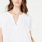 Blusa texturizada com decote em V pequena Alfani feminina - branca, tamanho PXL