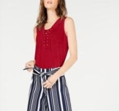 Top curto feminino INC International Concepts com cadarço - Vermelho, tamanho PL