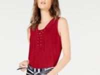 Top curto feminino INC International Concepts com cadarço - Vermelho, tamanho PL