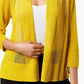 Cardigan Alfani Feminino Petite com Ponto Misto e Frente Aberta, Amarelo, Tamanho PXL