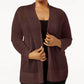 Cardigan Alfani Feminino Petite com Ponto Misto e Frente Aberta, Marrom, Tamanho PL