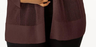 Cardigan Alfani Feminino Petite com Ponto Misto e Frente Aberta, Marrom, Tamanho PL