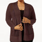 Cardigan Alfani Feminino Petite com Ponto Misto e Frente Aberta, Marrom, Tamanho PS