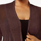 Cardigan Alfani Feminino Petite com Ponto Misto e Frente Aberta, Marrom, Tamanho PS