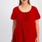 Top feminino de crochê com bainha de lenço, tamanho P, vermelho, estilo &amp; co
