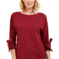 Top texturizado com punho de gravata feminino Charter Club, vermelho, tamanho X-S
