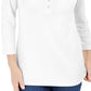 Karen Scott Top Henley de Algodão Feminino Branco Tamanho Grande