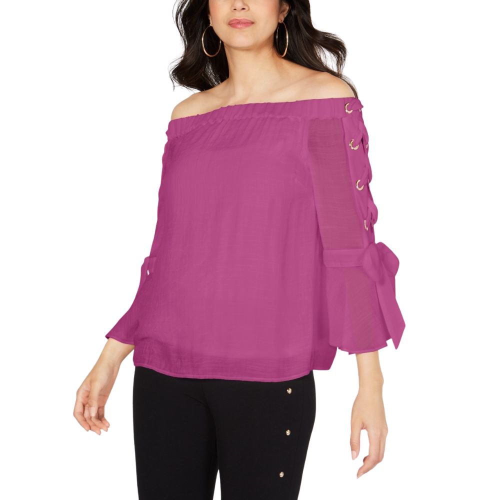 Thalia Sodi Top de ombro caído com cadarço feminino rosa tamanho pequeno