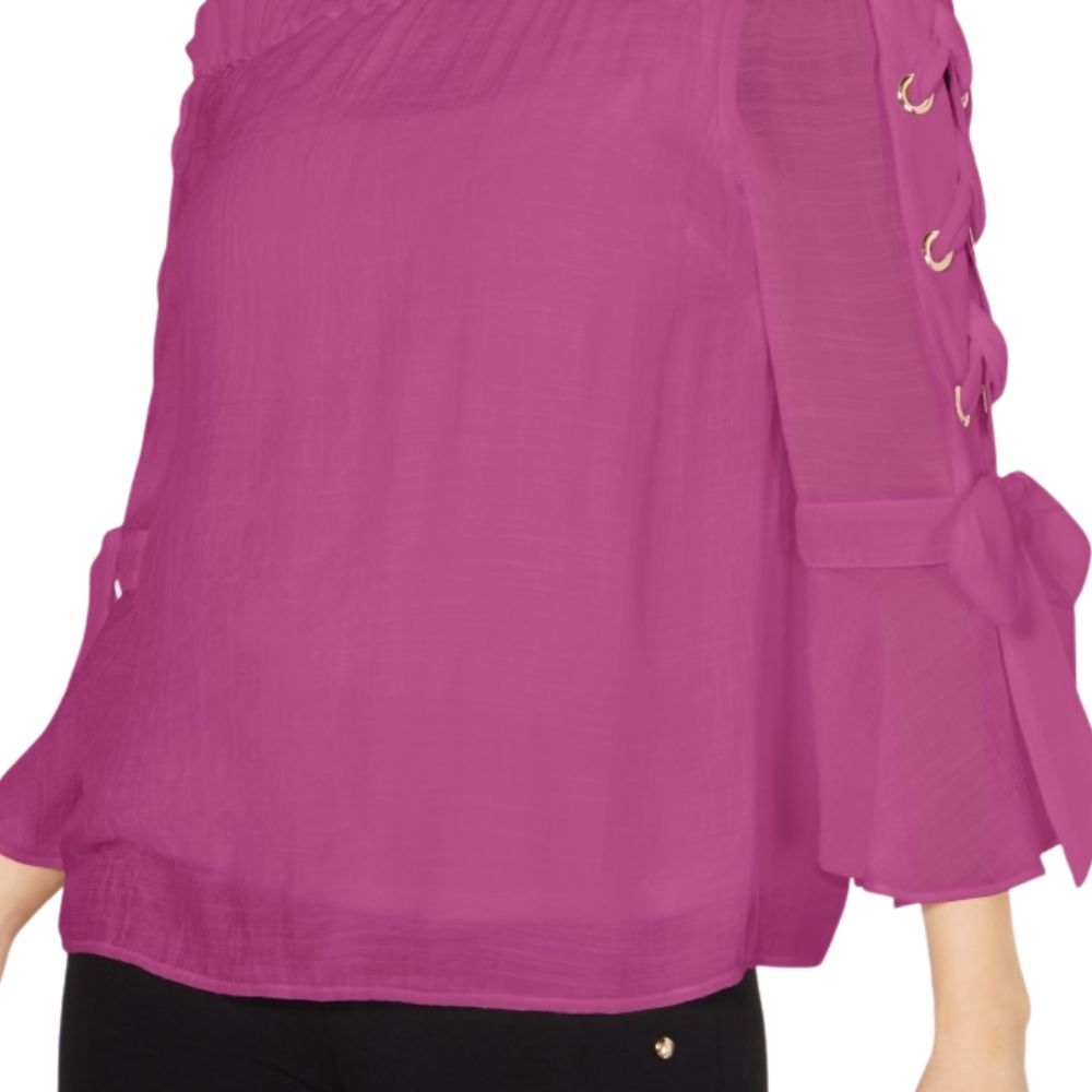 Thalia Sodi Top de ombro caído com cadarço feminino rosa tamanho pequeno