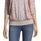 Blusa feminina John Paul Richard com estampa de listras e bainha rosa, tamanho pequeno