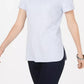 Karen Scott Blusa feminina de manga curta com bainha curta, branca, tamanho XX-G