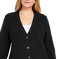 Karen Scott Cardigan Feminino com Botões Frontais e Pontos Mistos, Preto, Tamanho XS