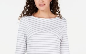 Karen Scott Blusa Listrada Feminina Branca Tamanho P