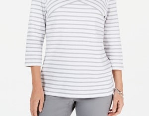 Karen Scott Blusa Listrada Feminina Branca Tamanho P