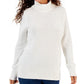 Suéter feminino de tricô com gola alta Charter Club, branco, tamanho pequeno GG