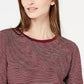 Camisa listrada feminina Maison Jules com manga 3/4, vermelha, tamanho XX-G