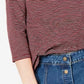 Camisa listrada feminina Maison Jules com manga 3/4, vermelha, tamanho XX-G