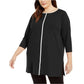 Túnica Alfani Plus Size Feminina Listrada Contrastante Preta Tamanho 3X