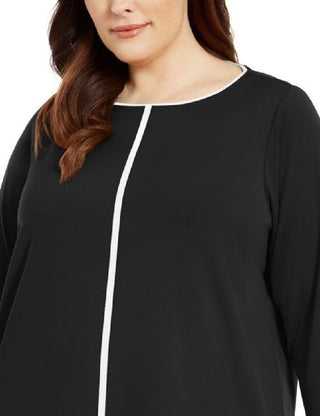 Túnica Alfani Plus Size Feminina Listrada Contrastante Preta Tamanho 3X