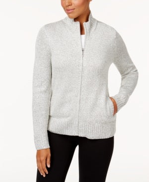 Karen Scott Cardigan Feminino com Zíper Frontal Branco Tamanho XS
