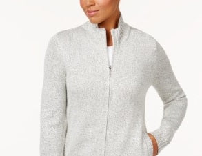Karen Scott Cardigan Feminino com Zíper Frontal Branco Tamanho XS