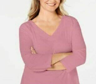 Karen Scott Top feminino de algodão com decote em V e ilhós, tamanho rosa - PS