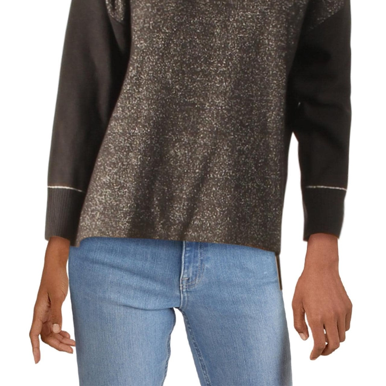 Suéter feminino Anne Klein Lurex Shimmer Preto Tamanho XXG