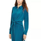 Vestido camisa feminino Alfani Petite com amarração frontal, verde, tamanho 14 Petite