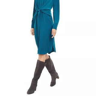 Vestido camisa feminino Alfani Petite com amarração frontal, verde, tamanho 14 Petite