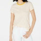 Camiseta feminina Maison Jules com decote redondo e manga curta, amarela, tamanho extragrande