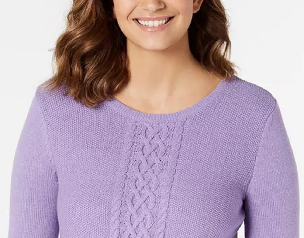 Karen Scott Suéter Feminino de Tricô com Cabo Lt/Pas Roxo Tamanho XXG