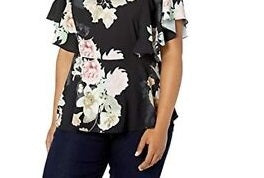 Top floral plus size City Chic feminino tamanho grande preto tamanho 20W
