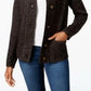 Karen Scott Cardigan Feminino com Botões Frontais e Gola Xale, Preto, Tamanho XXG