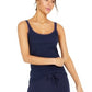 Regata feminina pequena com acabamento em renda Style &amp; Co - Azul, tamanho PL
