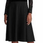 Vestido Ralph Lauren Feminino Bordado Renda Floral Manga Longa Gola Joia Abaixo do Joelho Ajuste Flare Para Usar no Trabalho Preto Tamanho 8