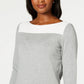 Karen Scott Suéter Feminino de Algodão Colorblock Cinza Tamanho X-G