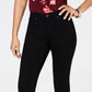 Calça jeans feminina Charter Club Tummy Control Bristol Capri preta tamanho 14 Petite