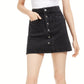 Minissaia jeans feminina Oat com botões e botões, preta, tamanho -25
