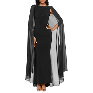 Vestido de capa de chiffon feminino Betsy &amp; Adam, preto, tamanho 14