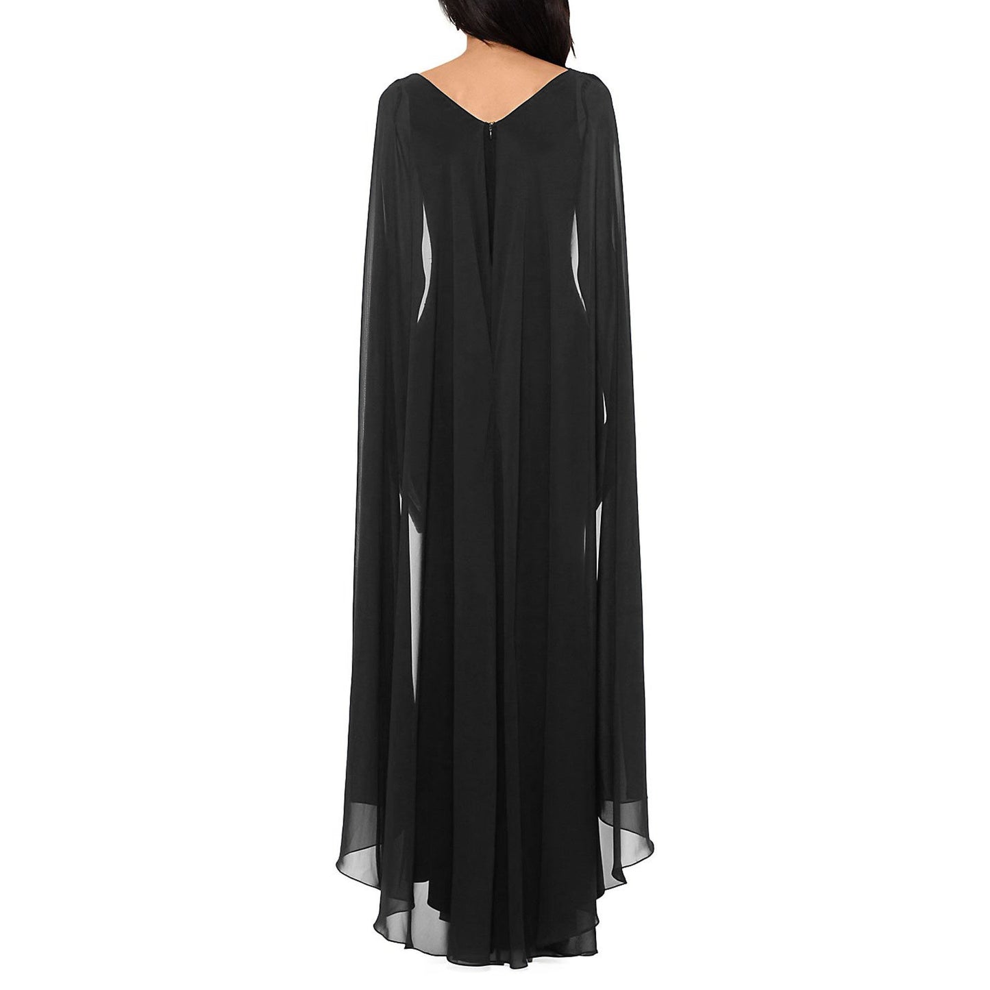 Vestido de capa de chiffon feminino Betsy &amp; Adam, preto, tamanho 14