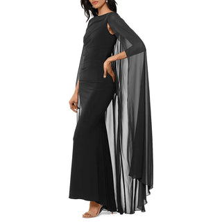 Vestido de capa de chiffon feminino Betsy &amp; Adam, preto, tamanho 14