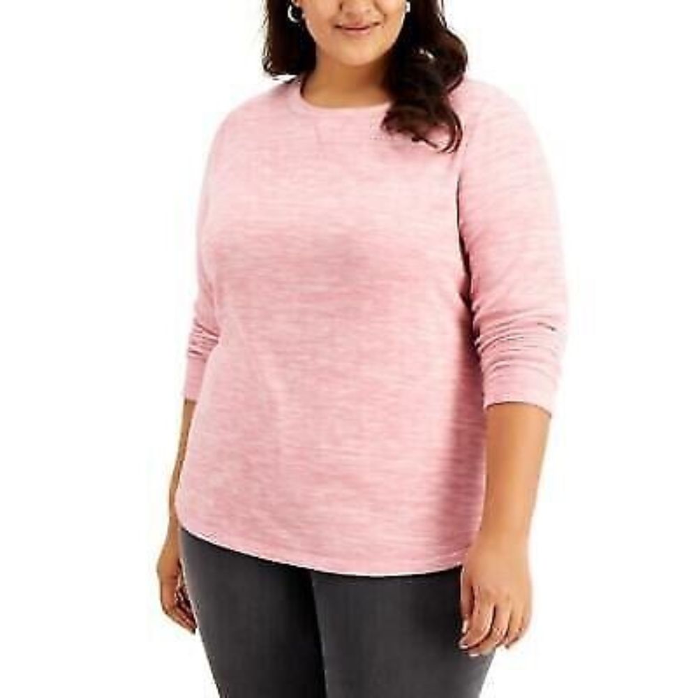 Karen Scott Sport Space Dye Microfleece Top Feminino Rosa Tamanho XS