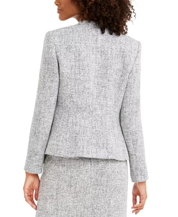 Calvin Klein Blazer Feminino Tweed Aberto Frente Cinza Tamanho 8