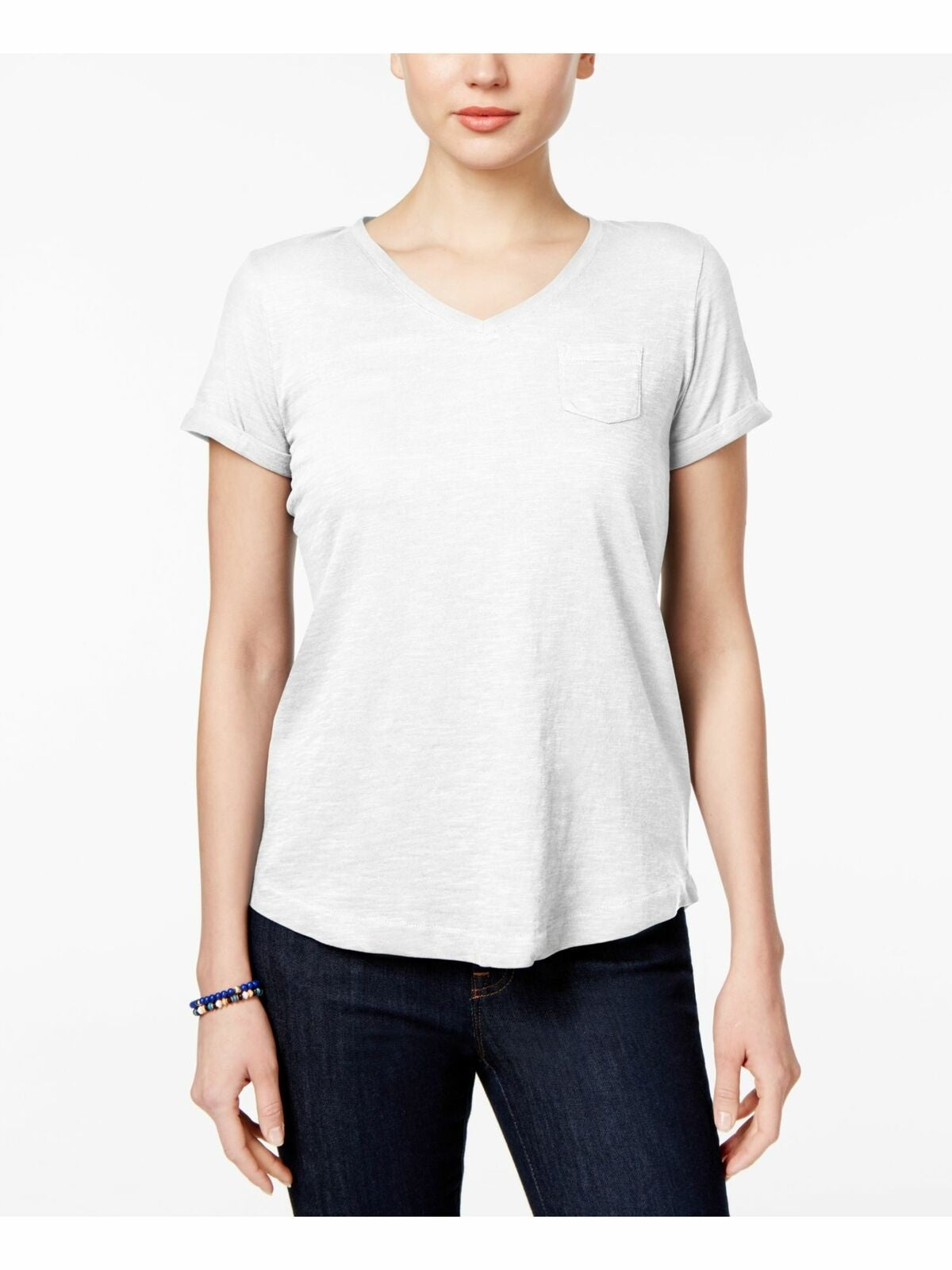 Camiseta feminina de manga curta Style &amp; Co, cinza, tamanho PM
