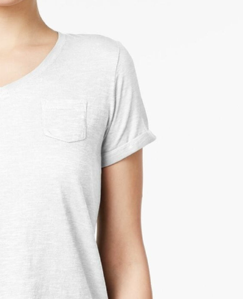 Camiseta feminina de manga curta Style &amp; Co, cinza, tamanho PM