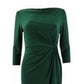 Vestido de festa longo com fenda e lavagem ácida, manga comprida, decote canoa, comprimento total, verde, tamanho 14, da Ralph Lauren