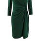 Vestido de festa longo com fenda e lavagem ácida, manga comprida, decote canoa, comprimento total, verde, tamanho 14, da Ralph Lauren