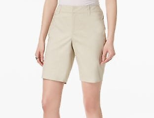 Bermuda feminina Charter Club Twill bege tamanho 10