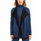 Cardigan feminino Anne Klein com estampa de blocos de cores e manga comprida aberta, azul, tamanho grande